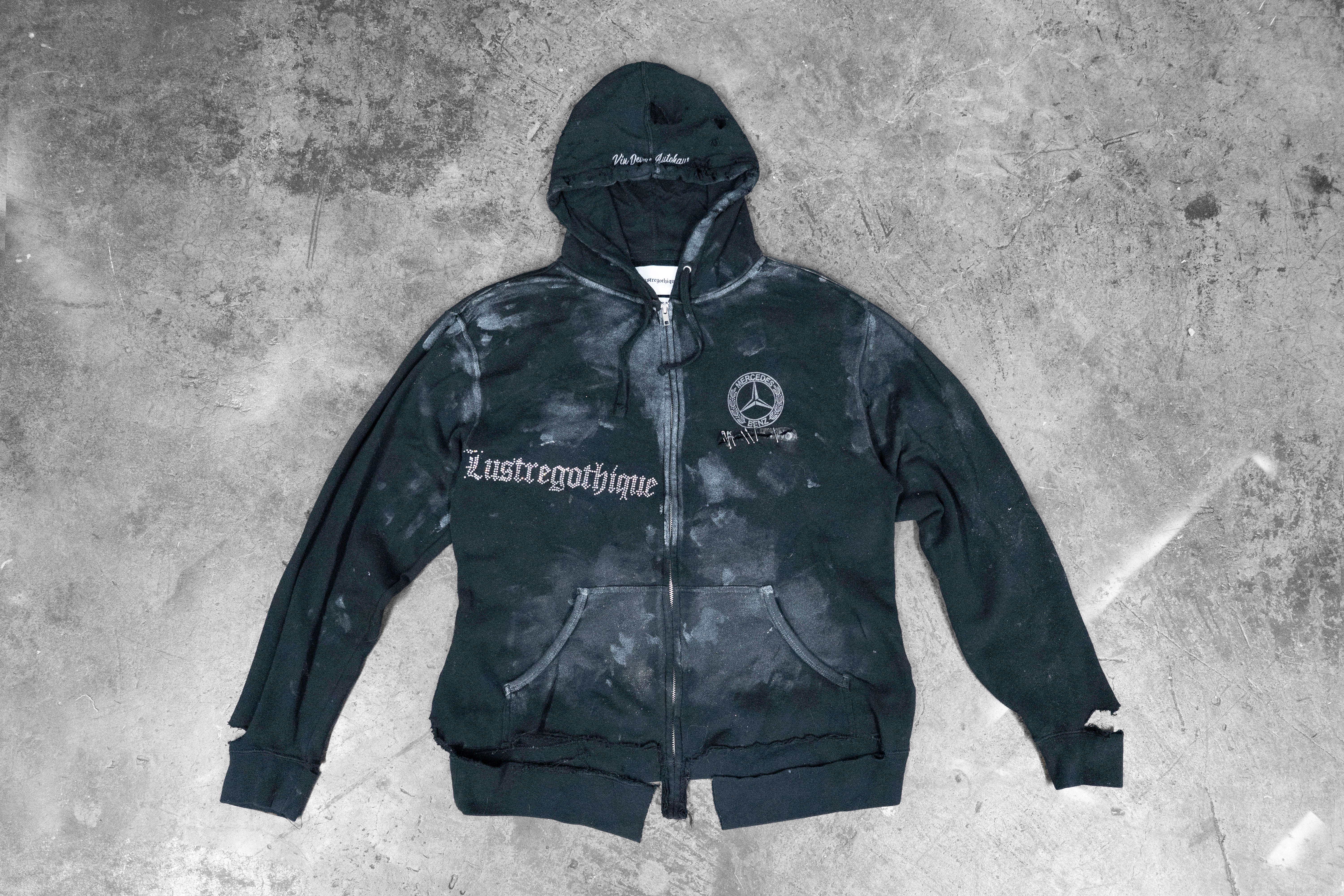 LUSTREGOTHIQUE — DISTRESSED MERCEDES BENZ ZIP HOODIE (1/1)
