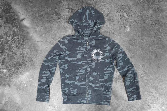 Chrome Hearts Grey Camo White Logo Print Hoodie