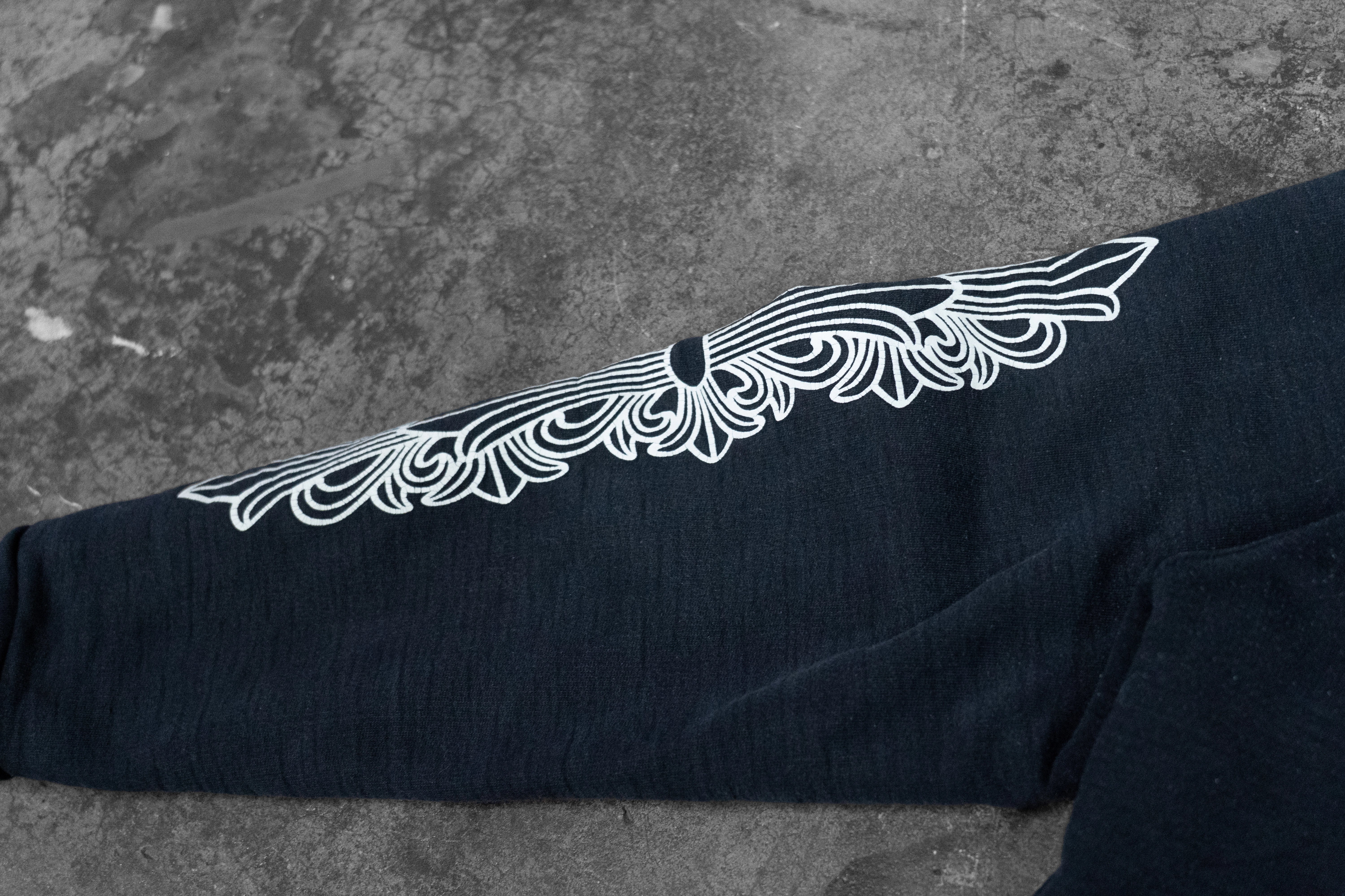 CHROME HEARTS — BLACK ZIP-UP HOODIE WITH WHITE LOGO PRINT
