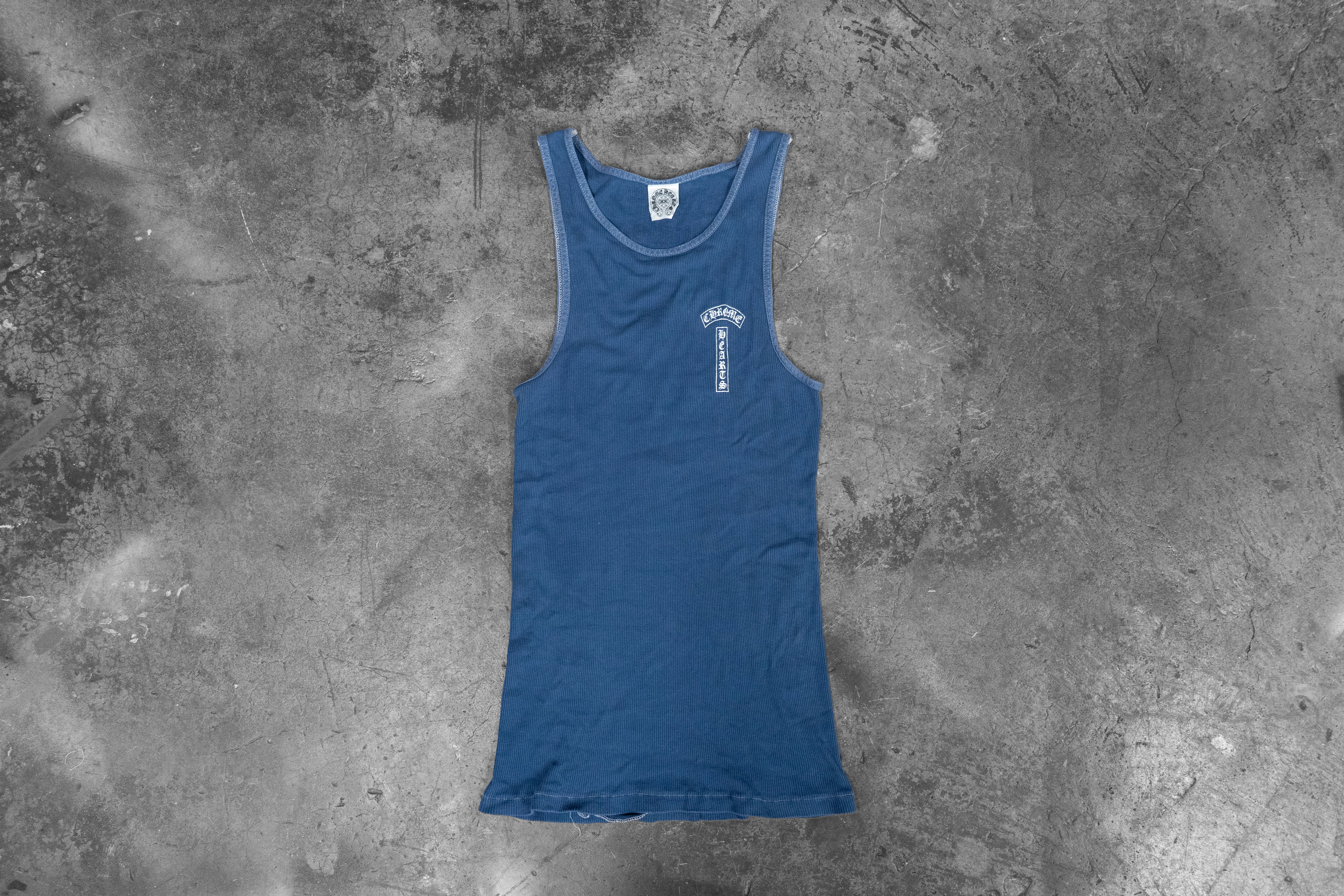 CHROME HEARTS — NAVY LOGO PRINT TANK TOP