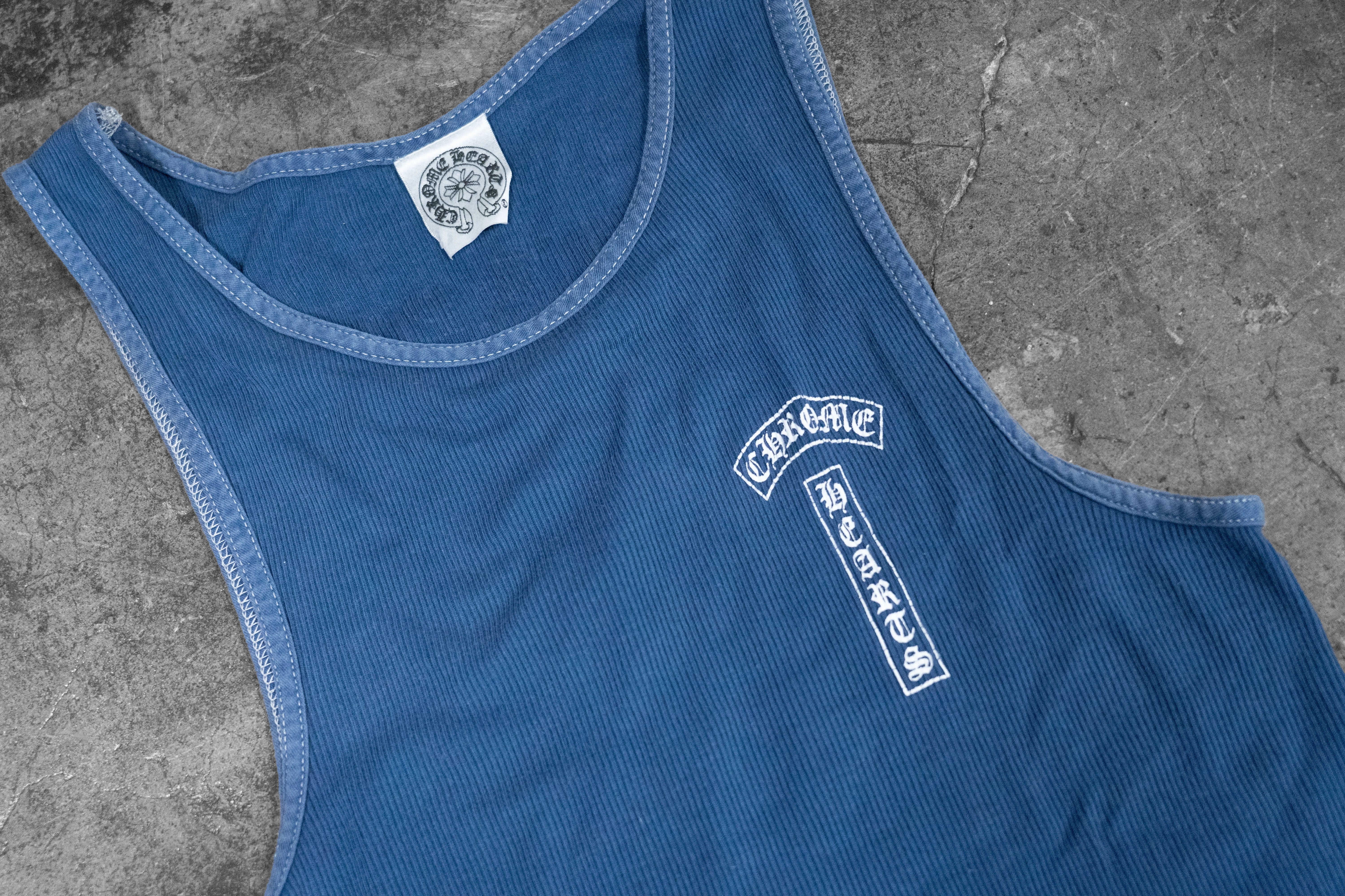 CHROME HEARTS — NAVY LOGO PRINT TANK TOP