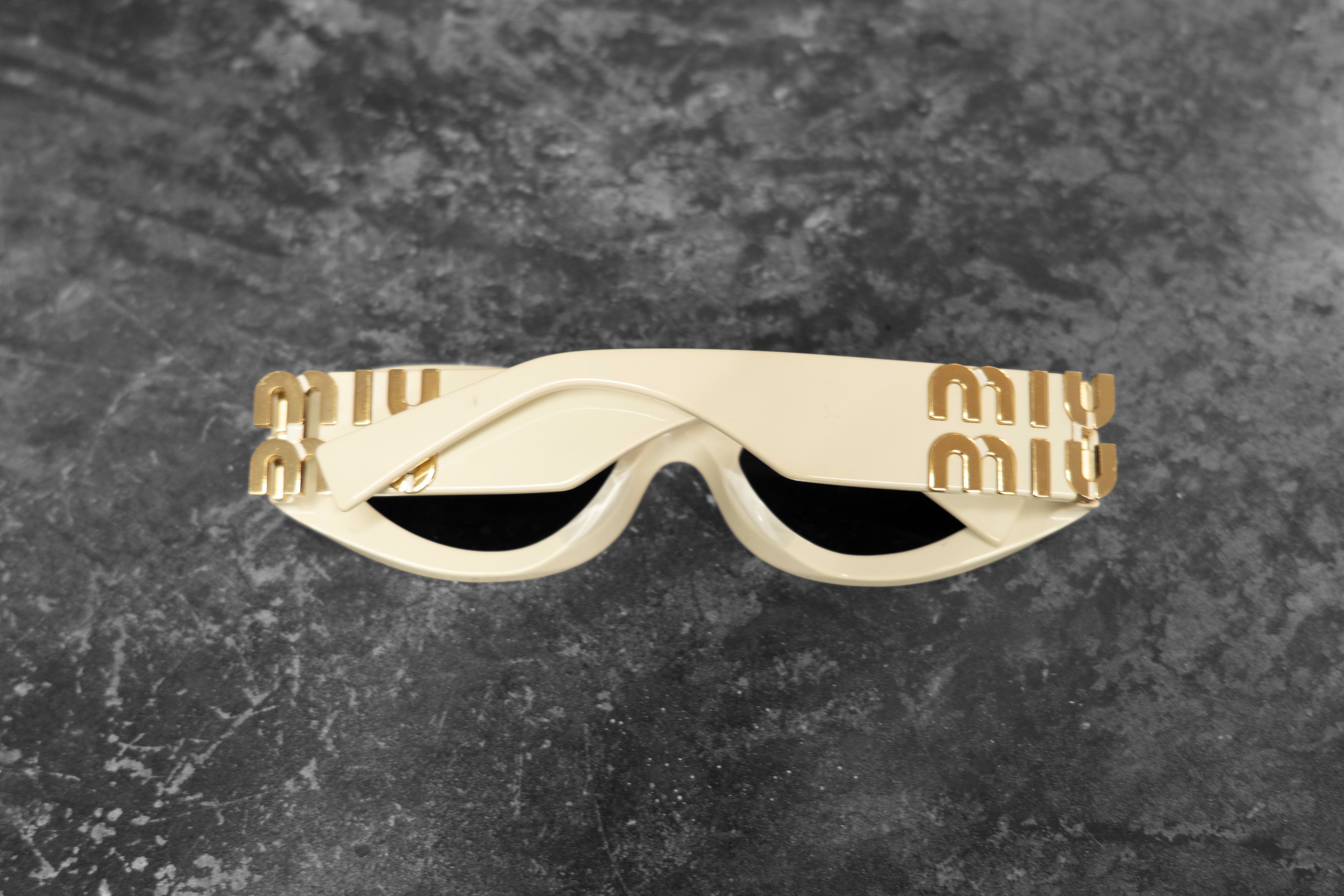 MIU MIU — CREAM ACETATE SUNGLASSES