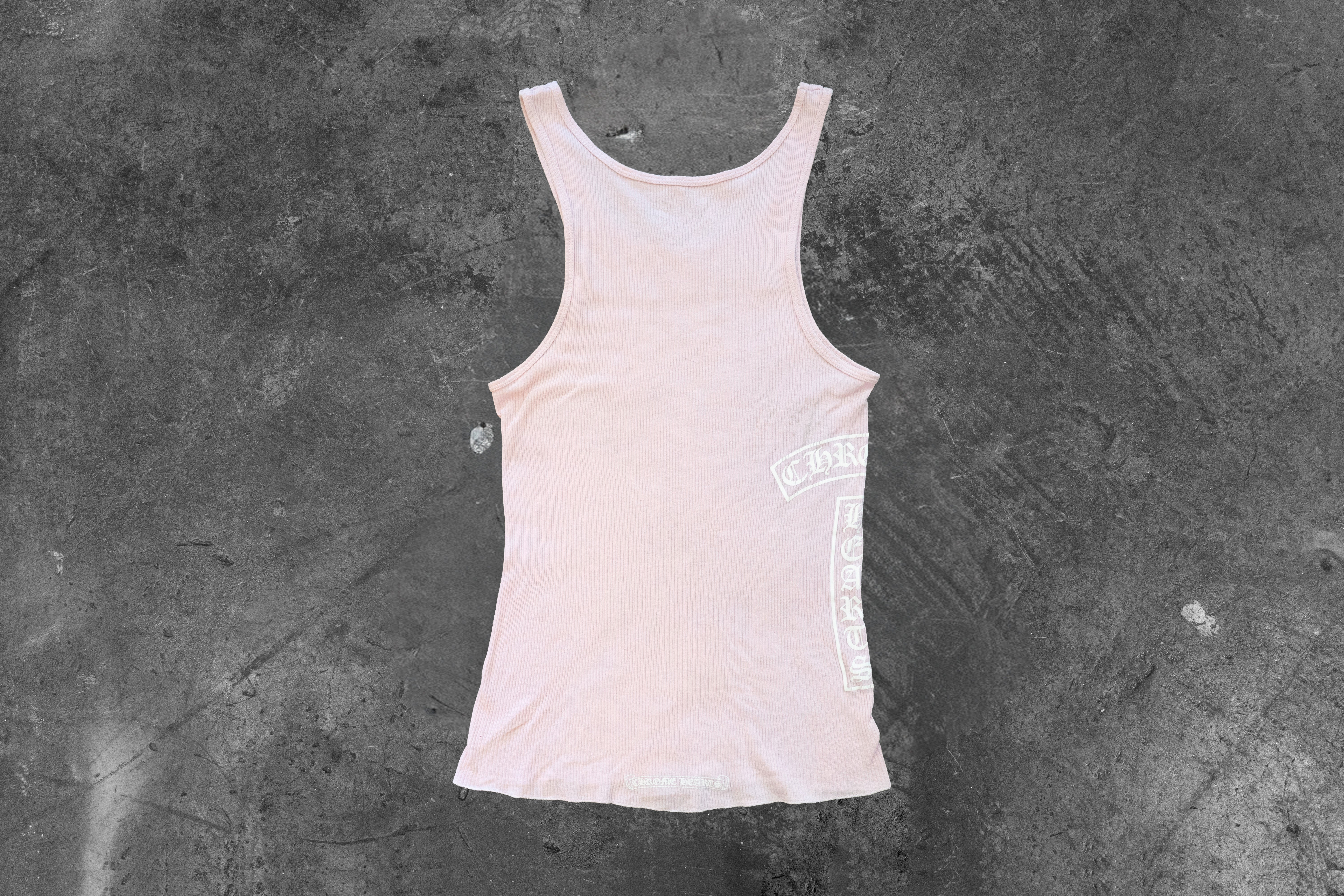 CHROME HEARTS — PINK LOGO RIBBED TANK TOP