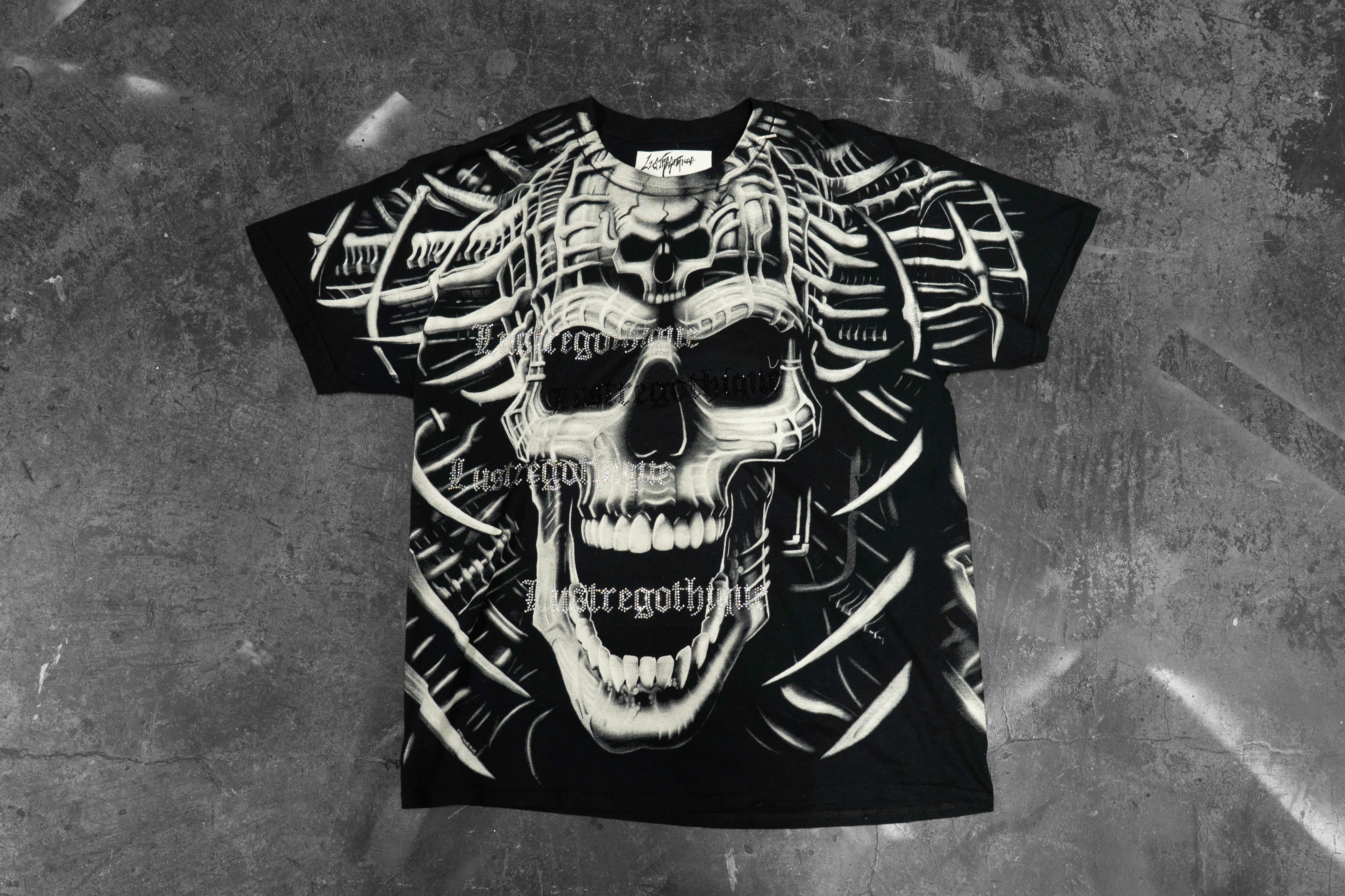 LUSTREGOTHIQUE — SKELETON AIRBRUSH DISTRESSED TEE