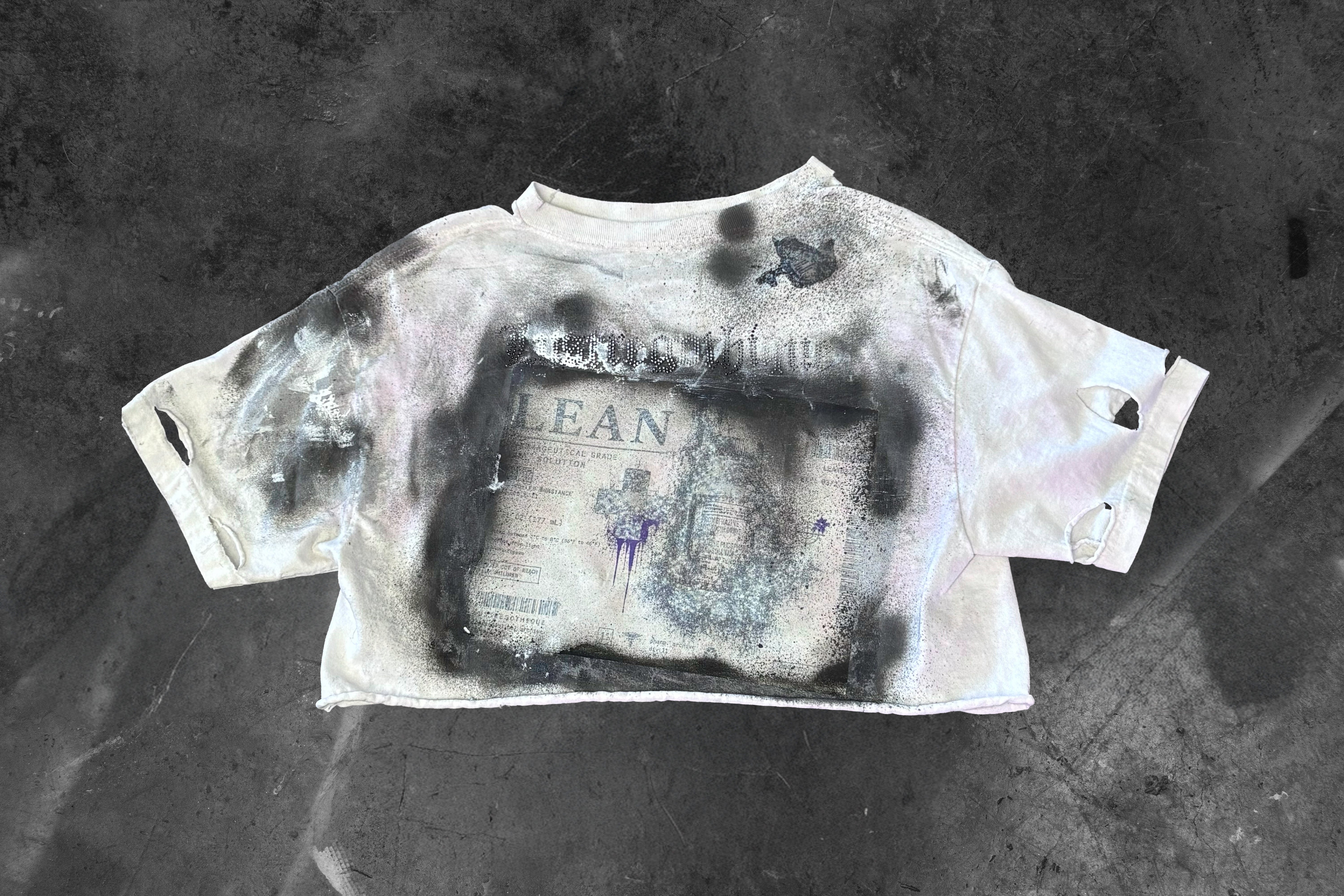 LUSTREGOTHIQUE — GRAPHIC DISTRESSED CROPPED T-SHIRT 1/1