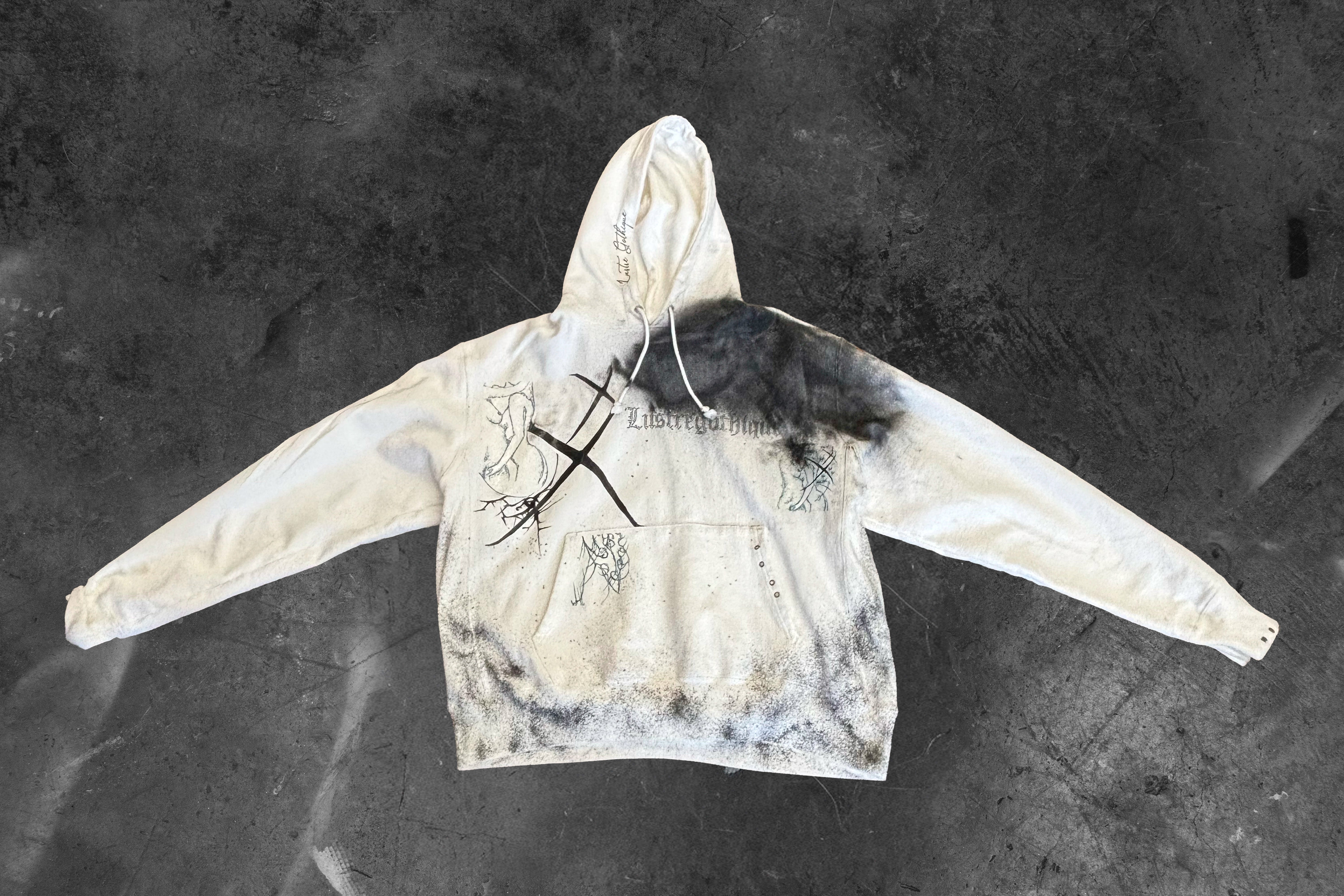 LUSTREGOTHIQUE — GRAPHIC DISTRESSED HOODIE (1/1)