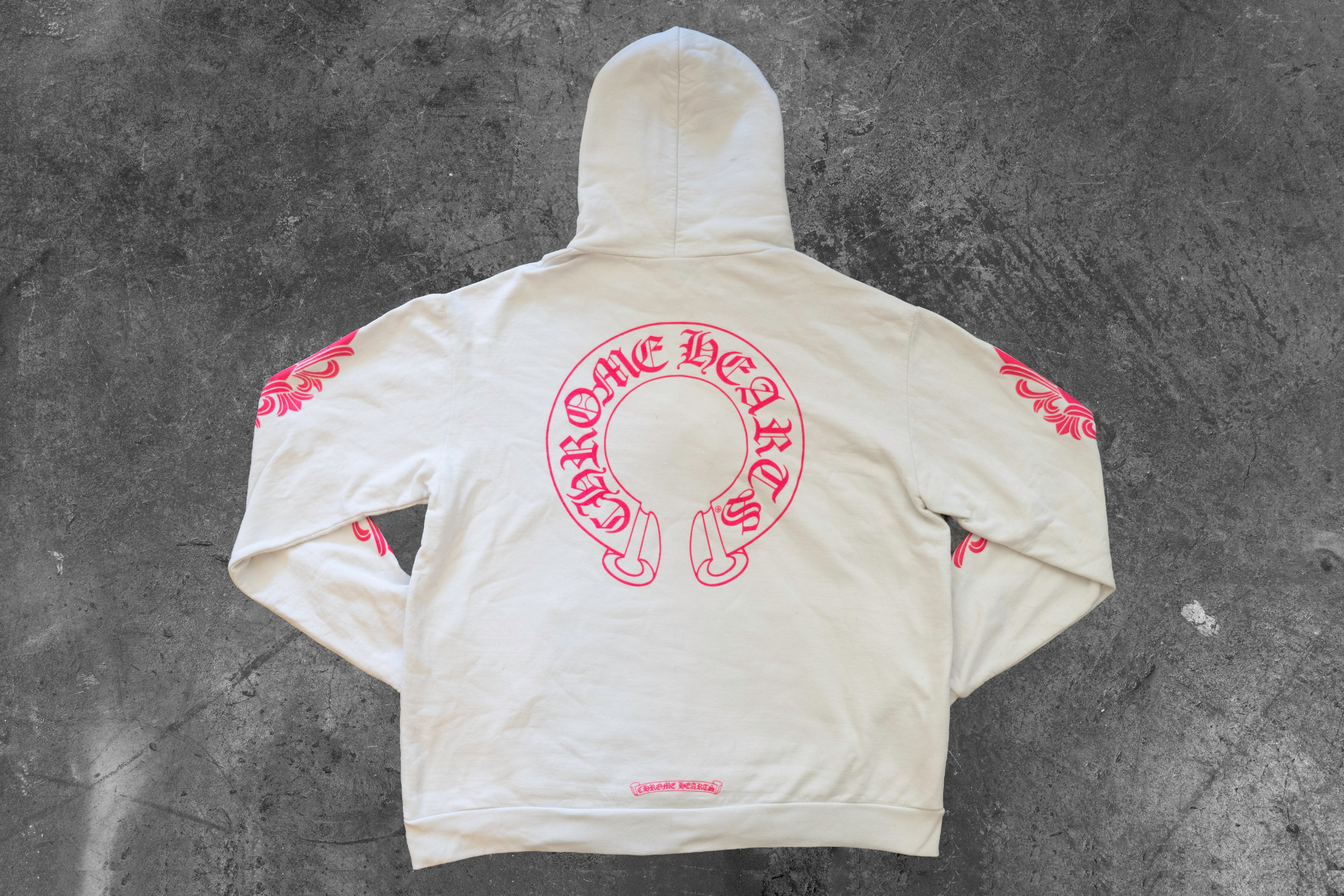 CHROME HEARTS — WHITE HORSESHOE PULLOVER HOODIE (PINK)