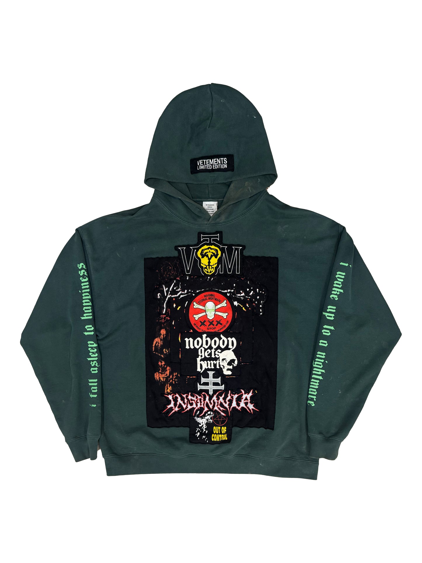 VETEMENTS Green Embroidered Detail Hoodie