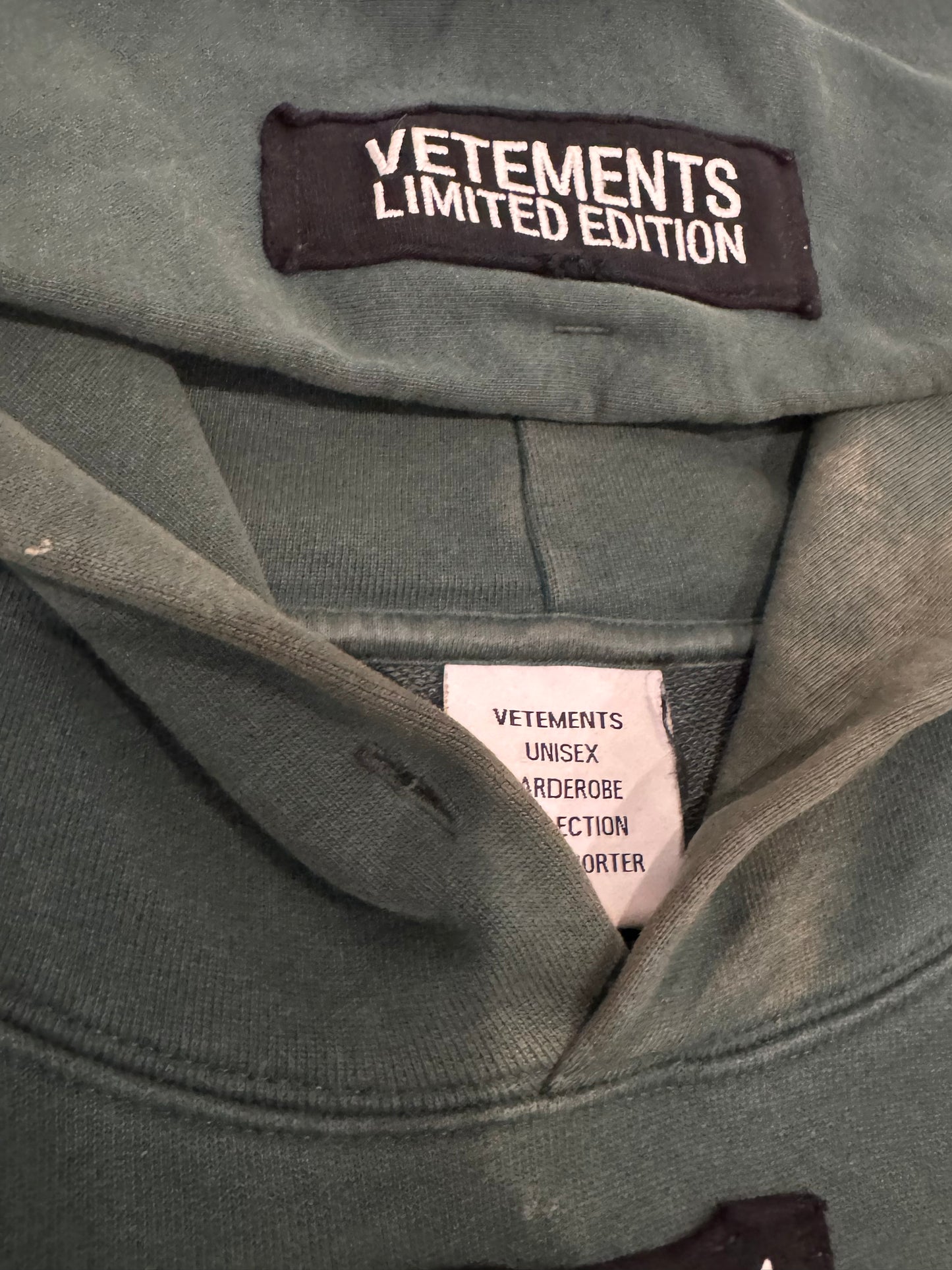 VETEMENTS Green Embroidered Detail Hoodie